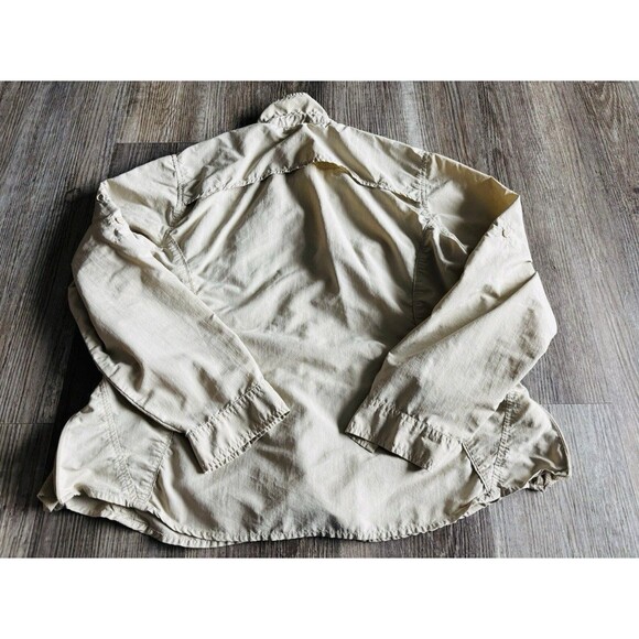 Eddie Bauer Sport Beige Roll Tab Sleeve Button Down Vented Lightweight Top XL - Picture 9 of 9